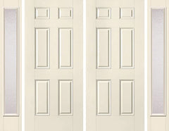 WDMA 80x80 Door (6ft8in by 6ft8in) Exterior Smooth 6 Panel Star Double Door 2 Sides Granite Full Lite 1