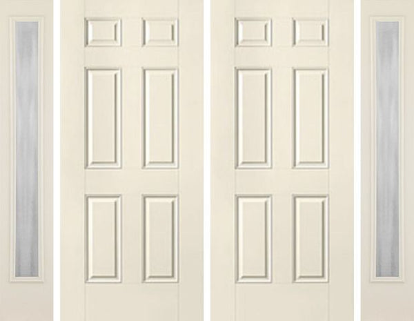 WDMA 80x80 Door (6ft8in by 6ft8in) Exterior Smooth 6 Panel Star Double Door 2 Sides Chinchilla Full Lite Sidelight Flush 1