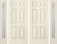 WDMA 80x80 Door (6ft8in by 6ft8in) Exterior Smooth 6 Panel Star Double Door 2 Sides Chinchilla Full Lite Sidelight Flush 1
