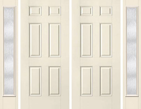WDMA 80x80 Door (6ft8in by 6ft8in) Exterior Smooth 6 Panel Star Double Door 2 Sides Chord Full Lite 1