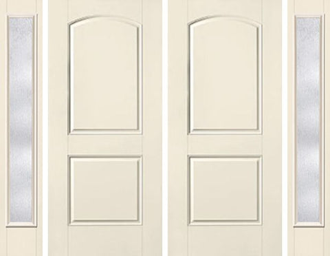 WDMA 80x80 Door (6ft8in by 6ft8in) Exterior Smooth 2 Panel Soft Arch Star Double Door 2 Sides Rainglass Full Lite 1