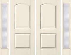 WDMA 80x80 Door (6ft8in by 6ft8in) Exterior Smooth 2 Panel Soft Arch Star Double Door 2 Sides Rainglass Full Lite 1