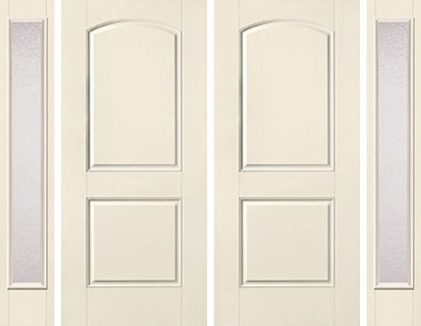 WDMA 80x80 Door (6ft8in by 6ft8in) Exterior Smooth 2 Panel Soft Arch Star Double Door 2 Sides Granite Full Lite 1