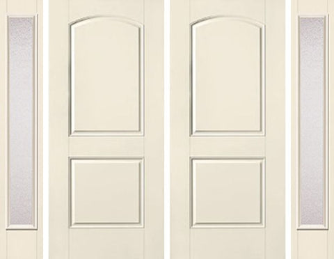 WDMA 80x80 Door (6ft8in by 6ft8in) Exterior Smooth 2 Panel Soft Arch Star Double Door 2 Sides Granite Full Lite 1