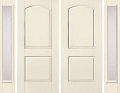 WDMA 80x80 Door (6ft8in by 6ft8in) Exterior Smooth 2 Panel Soft Arch Star Double Door 2 Sides Granite Full Lite 1