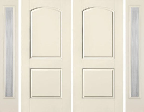 WDMA 80x80 Door (6ft8in by 6ft8in) Exterior Smooth 2 Panel Soft Arch Star Double Door 2 Sides Chinchilla Full Lite 1