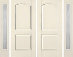 WDMA 80x80 Door (6ft8in by 6ft8in) Exterior Smooth 2 Panel Soft Arch Star Double Door 2 Sides Chinchilla Full Lite 1