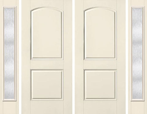 WDMA 80x80 Door (6ft8in by 6ft8in) Exterior Smooth 2 Panel Soft Arch Star Double Door 2 Sides Chord Full Lite 1