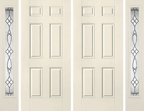 WDMA 80x80 Door (6ft8in by 6ft8in) Exterior Smooth 6 Panel Star Double Door 2 Sides Blackstone Full Lite 1