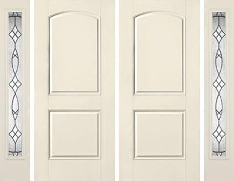 WDMA 80x80 Door (6ft8in by 6ft8in) Exterior Smooth 2 Panel Soft Arch Star Double Door 2 Sides Blackstone Full Lite 1