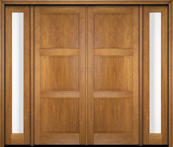 WDMA 80x84 Door (6ft8in by 7ft) Exterior Swing Mahogany 3 Raised Panel Solid Double Entry Door Sidelights 1