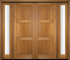 WDMA 80x84 Door (6ft8in by 7ft) Exterior Swing Mahogany 3 Raised Panel Solid Double Entry Door Sidelights 1