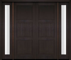 WDMA 80x84 Door (6ft8in by 7ft) Exterior Swing Mahogany 3 Raised Panel Solid Double Entry Door Sidelights 2