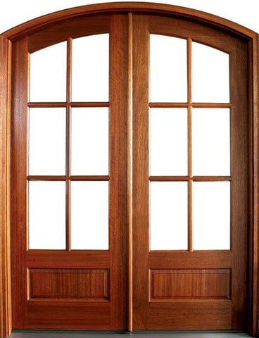WDMA 84x80 Door (7ft by 6ft8in) Patio Mahogany Tiffany SDL 6 Lite Impact Double Door/Arch Top 1