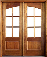 WDMA 84x80 Door (7ft by 6ft8in) French Mahogany Tiffany SDL 6 Lite Impact Double Door 1