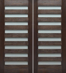 WDMA 84x80 Door (7ft by 6ft8in) Exterior Mahogany Modern 8-Lite Double Door with Opaque Sandblast Glass 2