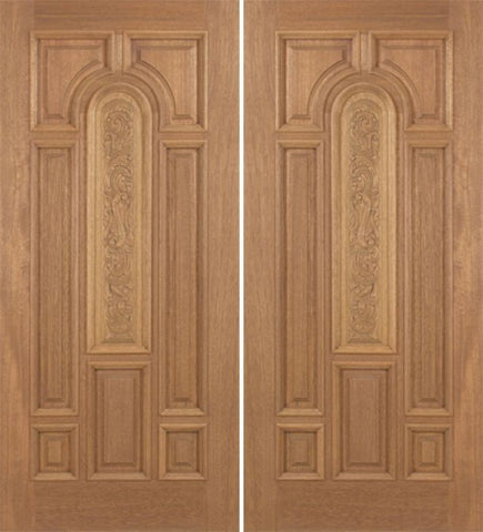 WDMA 84x80 Door (7ft by 6ft8in) Exterior Mahogany Revis Double Door Carved Panel - 6ft8in Tall 1