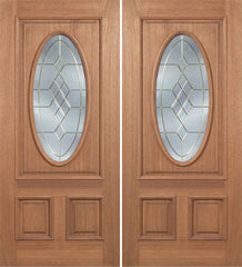 WDMA 84x80 Door (7ft by 6ft8in) Exterior Mahogany Maryvale Double Door w/ A Glass 1