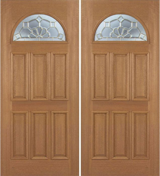 WDMA 84x80 Door (7ft by 6ft8in) Exterior Mahogany Jefferson Double Door w/ A Glass 1