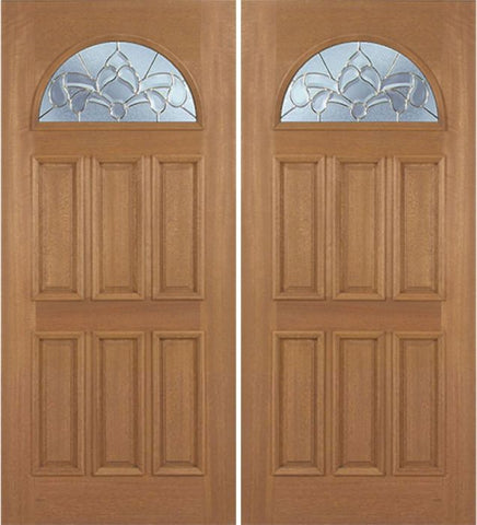WDMA 84x80 Door (7ft by 6ft8in) Exterior Mahogany Jefferson Double Door w/ C Glass 1