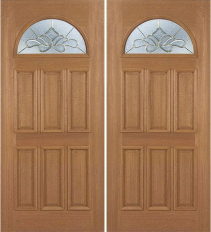 WDMA 84x80 Door (7ft by 6ft8in) Exterior Mahogany Jefferson Double Door w/ BO Glass 1