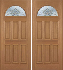 WDMA 84x80 Door (7ft by 6ft8in) Exterior Mahogany Jefferson Double Door w/ BO Glass 1