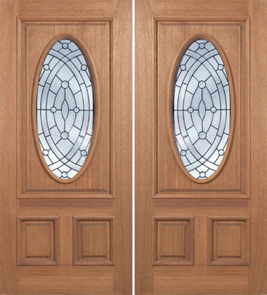 WDMA 84x80 Door (7ft by 6ft8in) Exterior Mahogany Maryvale Double Door w/ EE Glass 1