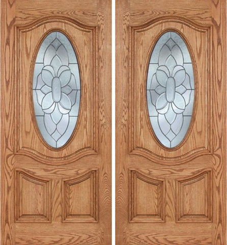 WDMA 84x80 Door (7ft by 6ft8in) Exterior Oak Dally Double Door w/ BO Glass - 6ft8in Tall 1