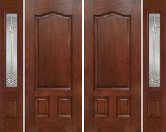 WDMA 84x80 Door (7ft by 6ft8in) Exterior Mahogany Three Panel Double Entry Door Sidelights BT Glass 1