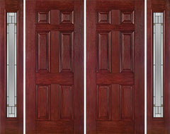 WDMA 84x80 Door (7ft by 6ft8in) Exterior Cherry Six Panel Double Entry Door Sidelights Full Lite TP Glass 1