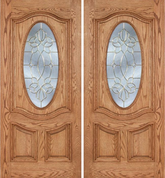 WDMA 84x80 Door (7ft by 6ft8in) Exterior Oak Dally Double Door w/ CO Glass - 6ft8in Tall 1