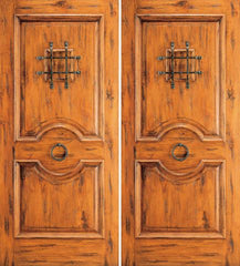WDMA 84x80 Door (7ft by 6ft8in) Exterior Knotty Alder Double Door 2 Panel Speakeasy Door Knob 1