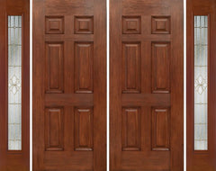 WDMA 84x80 Door (7ft by 6ft8in) Exterior Mahogany Six Panel Double Entry Door Sidelights Full Lite HM Glass 1