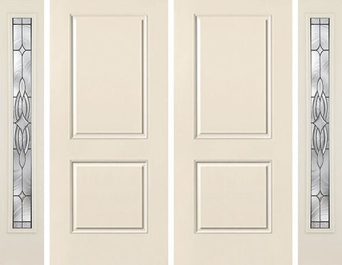 WDMA 84x80 Door (7ft by 6ft8in) Exterior Smooth 2 Panel Square Top Star Double Door 2 Sides Wellesley Full Lite 1