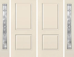 WDMA 84x80 Door (7ft by 6ft8in) Exterior Smooth 2 Panel Square Top Star Double Door 2 Sides Wellesley Full Lite 1