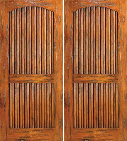 WDMA 84x80 Door (7ft by 6ft8in) Exterior Knotty Alder Double Door Tambour 2 Panel 1