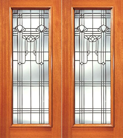 WDMA 84x80 Door (7ft by 6ft8in) Exterior Mahogany Full Lite Contemporary Design Glass Double Door 1