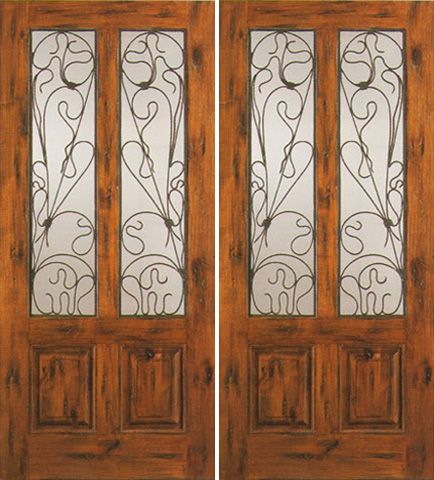 WDMA 84x80 Door (7ft by 6ft8in) Exterior Knotty Alder Double Door Twin Lite 2 Panel 1