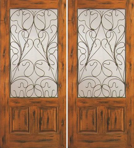 WDMA 84x80 Door (7ft by 6ft8in) Exterior Knotty Alder Double Door 2/3 Lite 2 Panel 1
