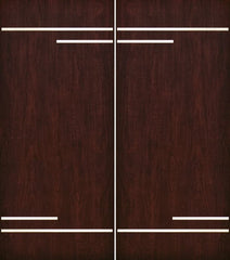 WDMA 84x80 Door (7ft by 6ft8in) Exterior Cherry Contemporary Stainless Steel Bars Double Fiberglass Entry Door FC674SS 1