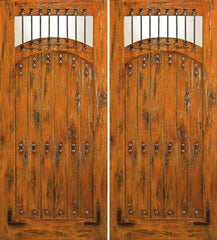 WDMA 84x80 Door (7ft by 6ft8in) Exterior Knotty Alder Double Door Camber Lite Clavos 1