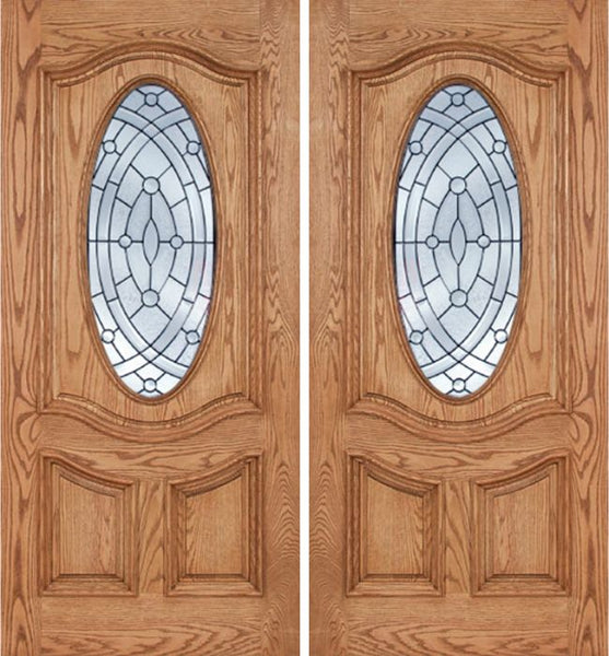 WDMA 84x80 Door (7ft by 6ft8in) Exterior Oak Dally Double Door w/ EE Glass - 6ft8in Tall 1