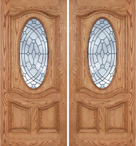 WDMA 84x80 Door (7ft by 6ft8in) Exterior Oak Dally Double Door w/ EE Glass - 6ft8in Tall 1