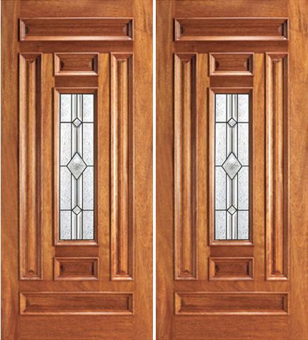 WDMA 84x80 Door (7ft by 6ft8in) Exterior Mahogany Center Lite Double Door 1