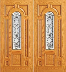 WDMA 84x80 Door (7ft by 6ft8in) Exterior Mahogany Home Double Door Center Arch Lite 1