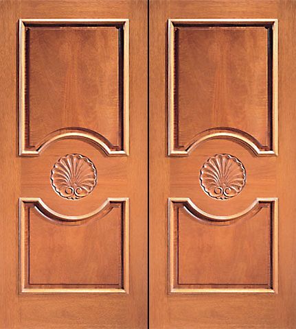WDMA 84x80 Door (7ft by 6ft8in) Exterior Mahogany Double Door Hand Carved 3-Panels in  1