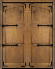 WDMA 84x80 Door (7ft by 6ft8in) Interior Swing Mahogany Arch Top 2 Panel Rustic-Old World Home Style Exterior or Double Door with Corner Straps / Straps 2