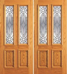 WDMA 84x80 Door (7ft by 6ft8in) Exterior Mahogany Double Door Twin Lite Insulated Beveled Glass 1