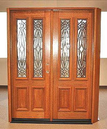 WDMA 84x80 Door (7ft by 6ft8in) Exterior Mahogany Double Door Twin Lite Insulated Beveled Glass 4