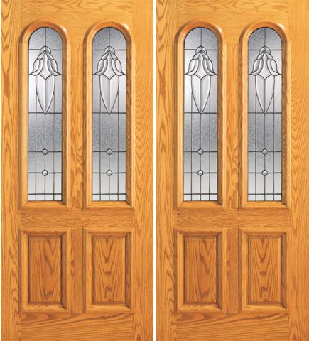 WDMA 84x80 Door (7ft by 6ft8in) Exterior Mahogany Twin Lite Arch Lite Entry Double Door Insulated Glass 1